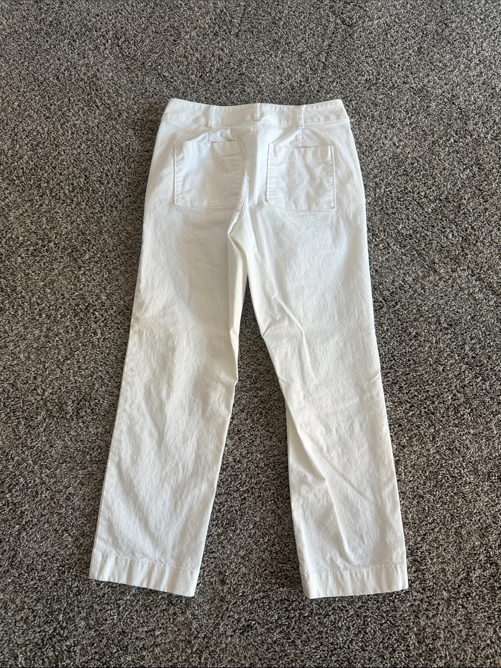 White Cotton Straight-Leg Ankle Pants - Picture 2 of 5